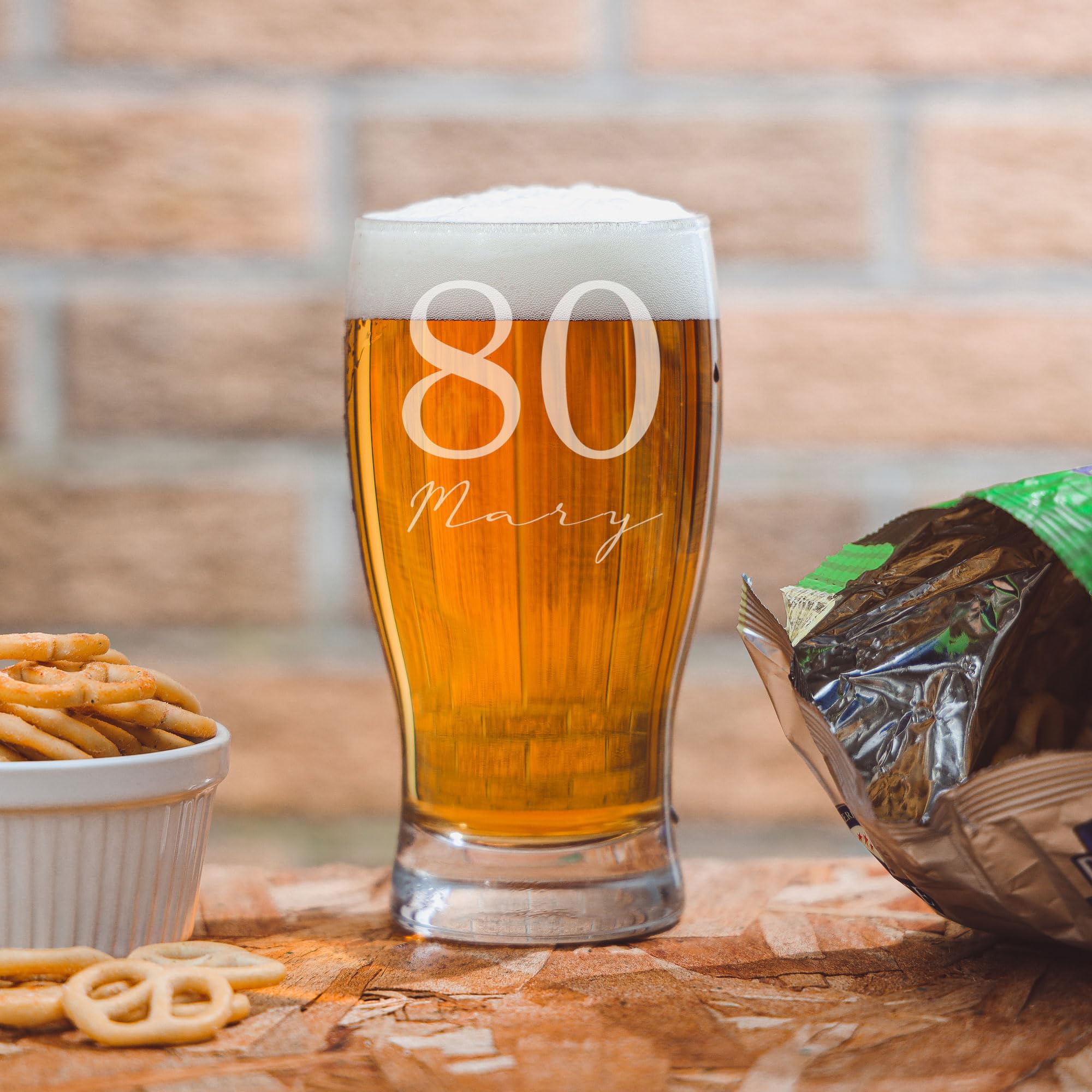 Personalised 80th Birthday Pint Glass with Name